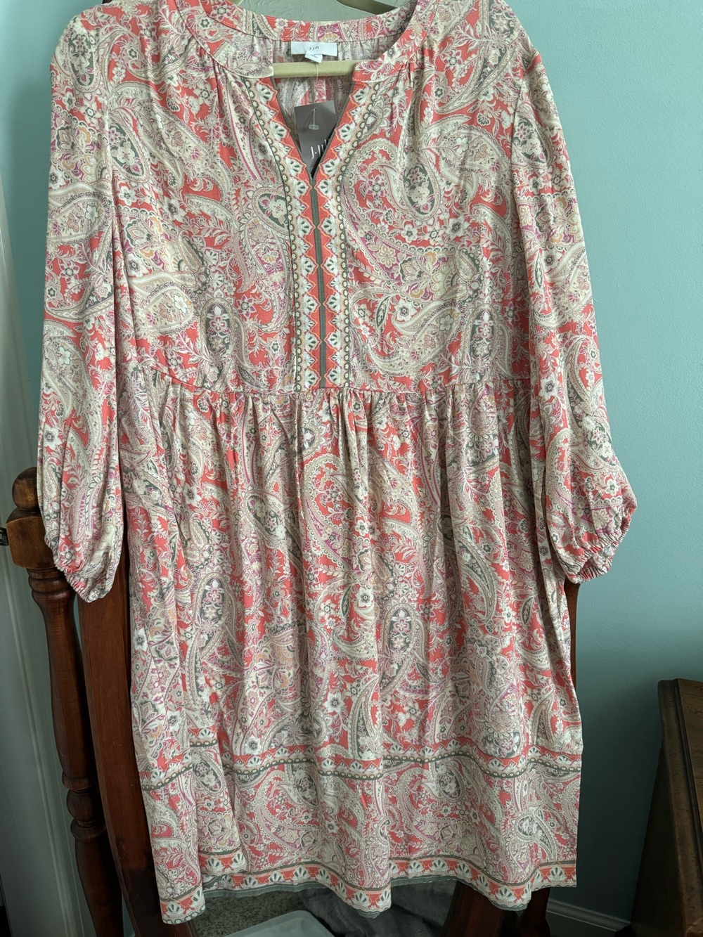 J Jill Pink Paisley Boho Tunic Dress NWT